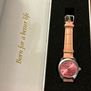 Napsoul Pink Quartz Wrist Watch NEW with leather band